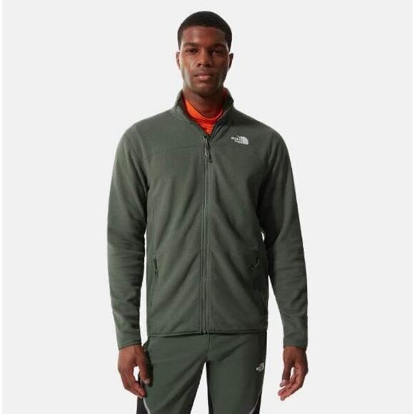 The North Face Full Zip Fleece Jacket Mens Large Green Pockets Outdoors Athletic - Picture 1 of 8